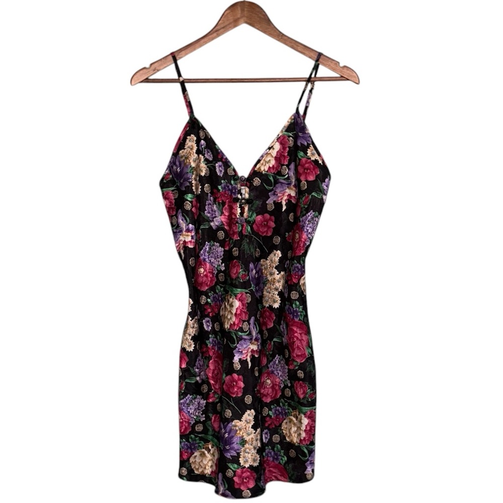 Vintage Morgan Taylor Floral Spaghetti Strap Slip Dress Size Small